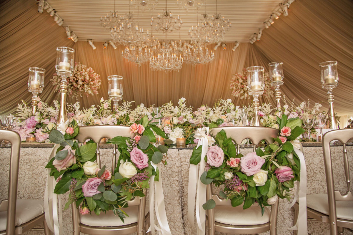 Sweetheart Table with Floral Garland